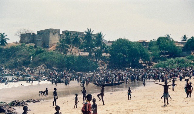 Retro Travel Photo – Before We Grew Up: Fishing boats at Senya Beraku, Ghana, West Africa 000108 (640x376)